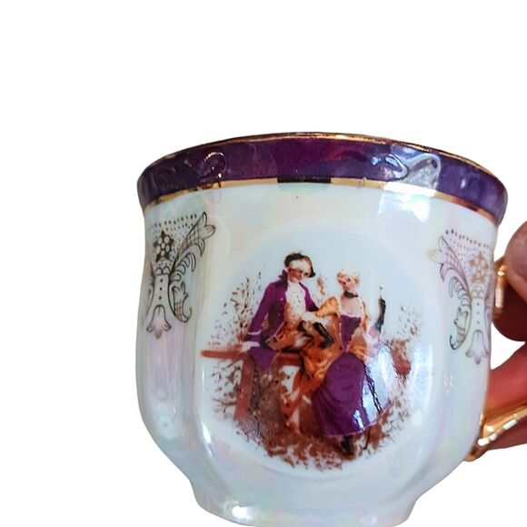 GNA Fine Porcelain Tea Cup 24k Hand Painted Victorian Iridescent Replacement - Picture 4 of 14